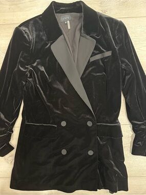1.STATE Black Velvet Double Breasted Blazer Size 10